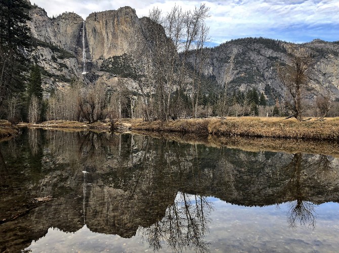 YosemiteFallsreflectedintheMercedRiverphotobyDerekIrland